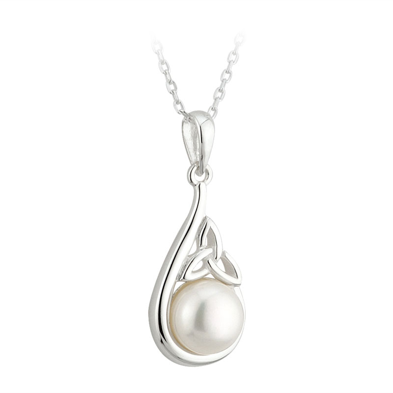 Cashs Ireland, Sterling Silver and Pearl Trinity Knot Pendant
